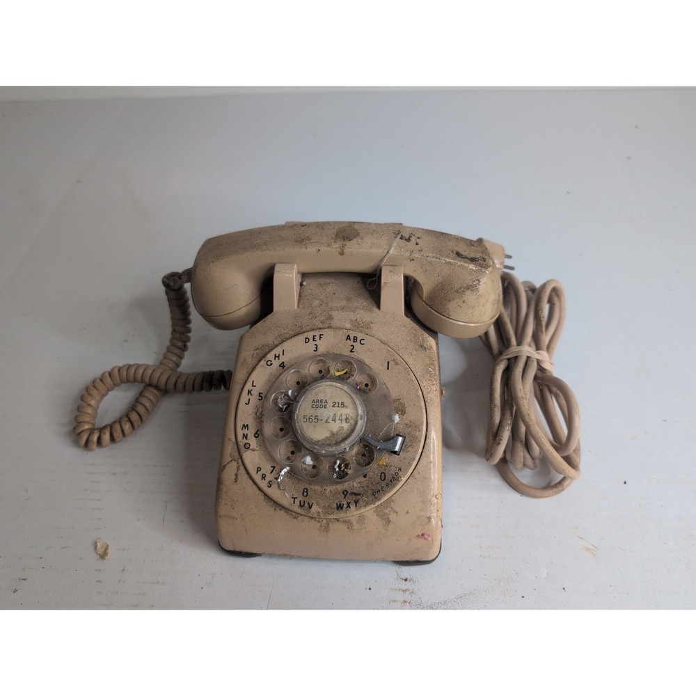 Vtg '64 Western Electric Bell System Rotary Desk Telephone Beige C/D 500 4 Prong
